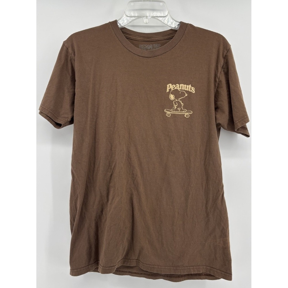 Peanuts T-shirt "Skate Service" Mens M, Brown Snoopy Skateboard Raised Graphic